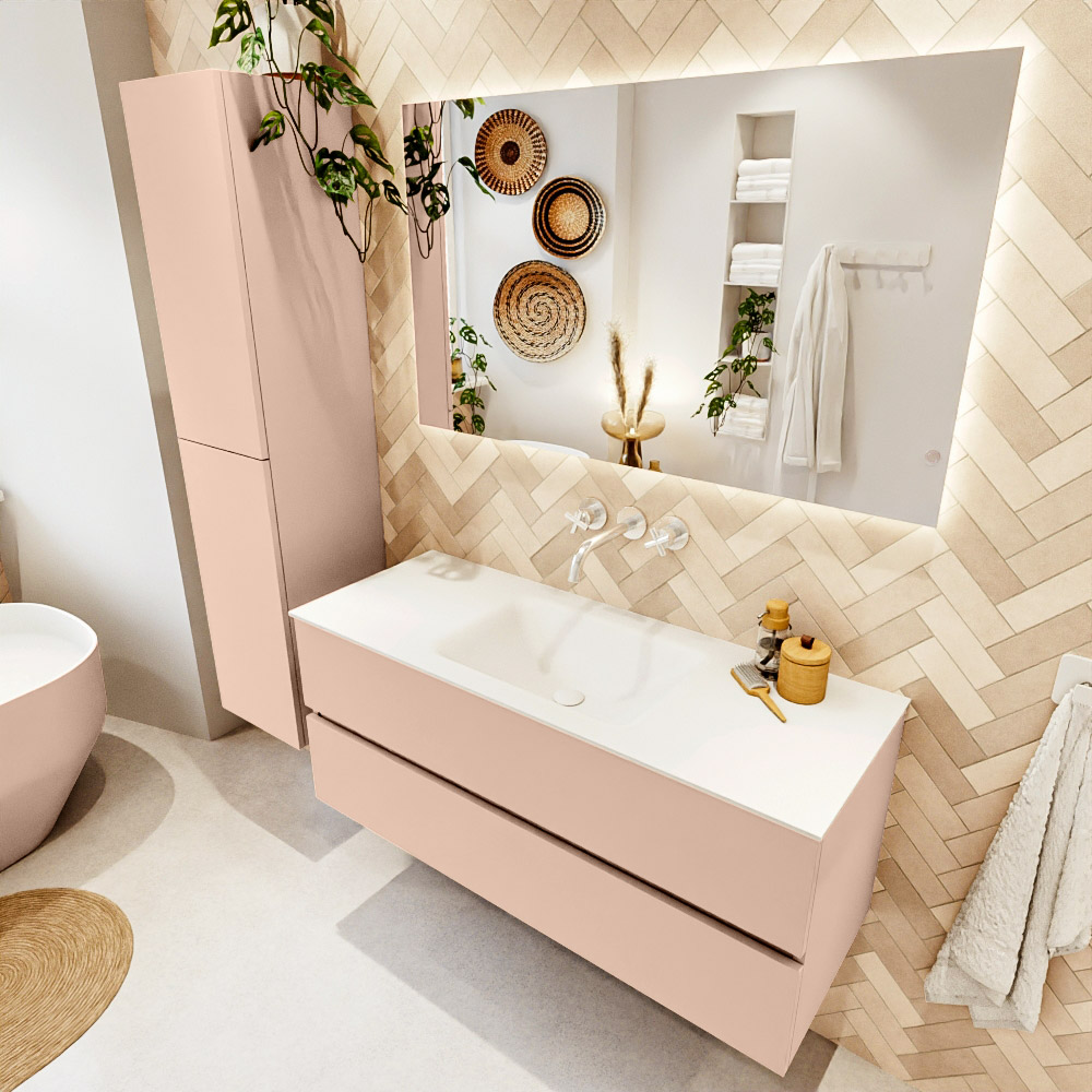MONDIAZ VICA 120cm mueble de baño Rosee 2 cajones. Lavabo CLOUD Centro sin orificio, color Talc. 1 MONDIAZ VICA 120cm mueble de baño Rosee 2 cajones. Lavabo CLOUD Centro sin orificio