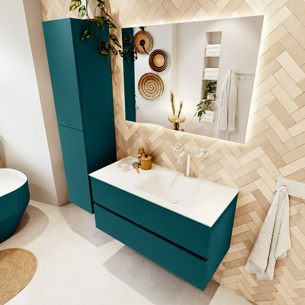 MONDIAZ VICA 100cm mueble de baño Smag 2 cajones. Lavabo CLOUD Derecho 1 orificio, color Talc. 1 MONDIAZ VICA 100cm mueble de baño Smag 2 cajones. Lavabo CLOUD Derecho 1 orificio