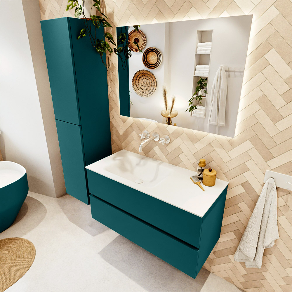 MONDIAZ VICA 100cm mueble de baño Smag 2 cajones. Lavabo CLOUD Izquierda sin orificio, color Talc. 1 MONDIAZ VICA 100cm mueble de baño Smag 2 cajones. Lavabo CLOUD Izquierda sin orificio