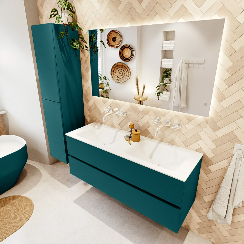 MONDIAZ VICA 130cm mueble de baño Smag 2 cajones. Lavabo CLOUD Doble sin orificio, color Talc. 1 MONDIAZ VICA 130cm mueble de baño Smag 2 cajones. Lavabo CLOUD Doble sin orificio