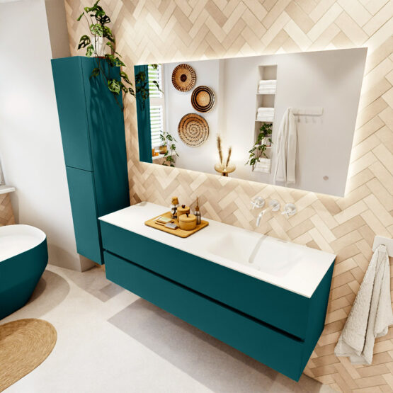 MONDIAZ VICA 150cm mueble de baño Smag 2 cajones. Lavabo CLOUD Derecho sin orificio