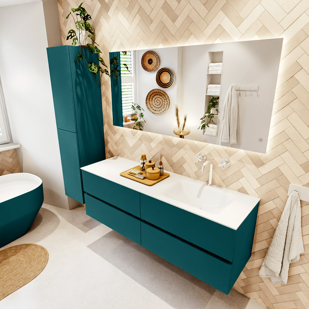MONDIAZ VICA 150cm mueble de baño Smag 4 cajones. Lavabo CLOUD Derecho 1 orificio, color Talc. 1 MONDIAZ VICA 150cm mueble de baño Smag 4 cajones. Lavabo CLOUD Derecho 1 orificio