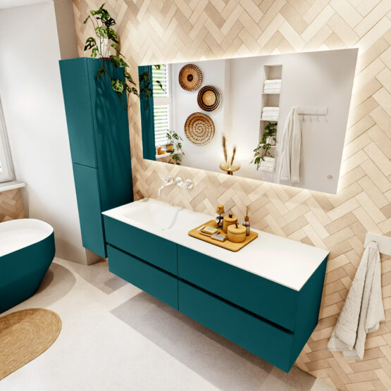 MONDIAZ VICA 150cm mueble de baño Smag 4 cajones. Lavabo CLOUD Izquierda sin orificio