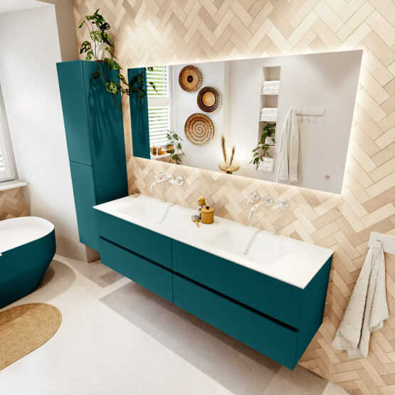 MONDIAZ VICA 170cm mueble de baño Smag 4 cajones. Lavabo CLOUD Doble sin orificio