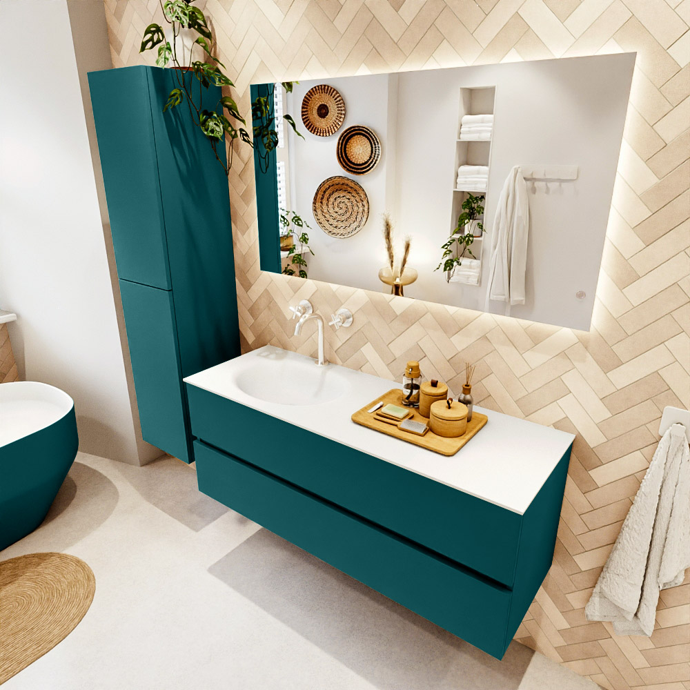 MONDIAZ VICA 130cm mueble de baño Smag 2 cajones. Lavabo MOON Izquierda 1 orificio, color Talc. 1 MONDIAZ VICA 130cm mueble de baño Smag 2 cajones. Lavabo MOON Izquierda 1 orificio