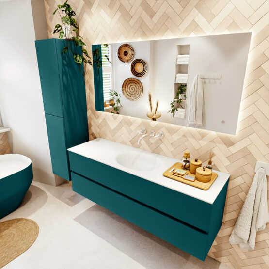 MONDIAZ VICA 150cm mueble de baño Smag 2 cajones. Lavabo MOON Centro sin orificio