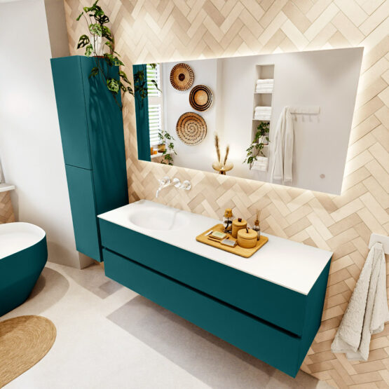 MONDIAZ VICA 150cm mueble de baño Smag 2 cajones. Lavabo MOON Izquierda sin orificio