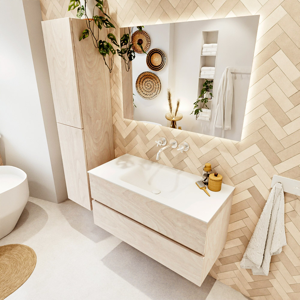 MONDIAZ VICA 100cm mueble de baño Underlayment 2 cajones. Lavabo CLOUD Centro sin orificio, color Talc. 1 MONDIAZ VICA 100cm mueble de baño Underlayment 2 cajones. Lavabo CLOUD Centro sin orificio