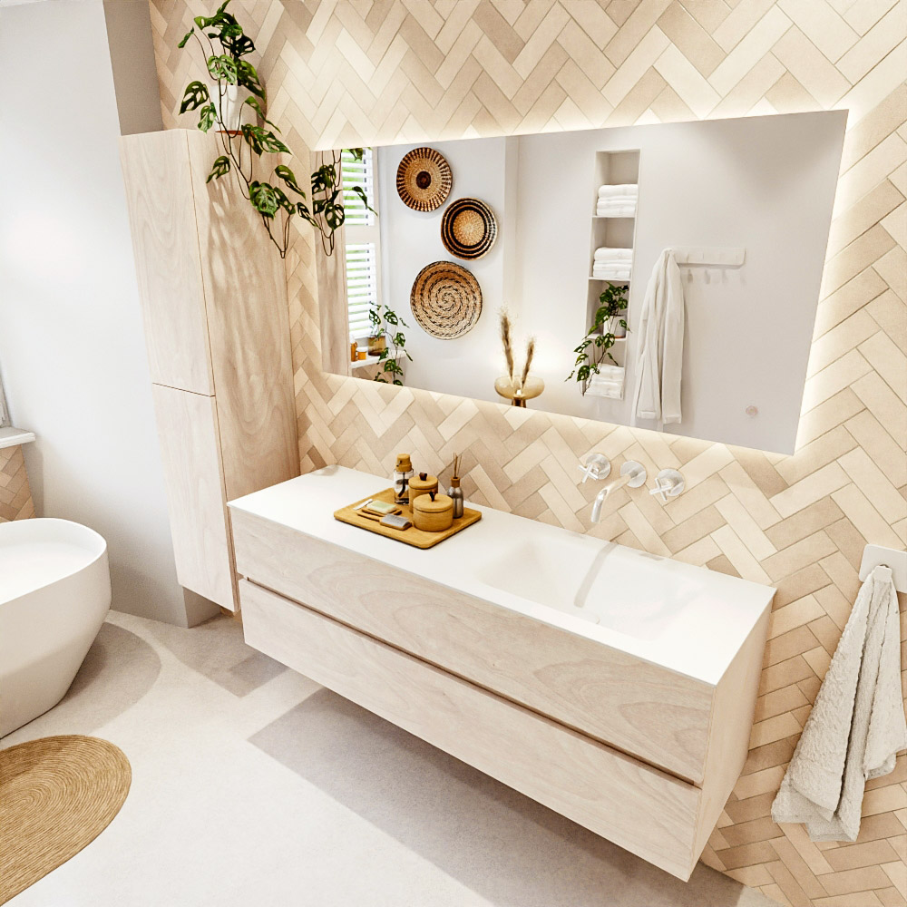 MONDIAZ VICA 150cm mueble de baño Underlayment 2 cajones. Lavabo CLOUD Derecho sin orificio, color Talc. 1 MONDIAZ VICA 150cm mueble de baño Underlayment 2 cajones. Lavabo CLOUD Derecho sin orificio