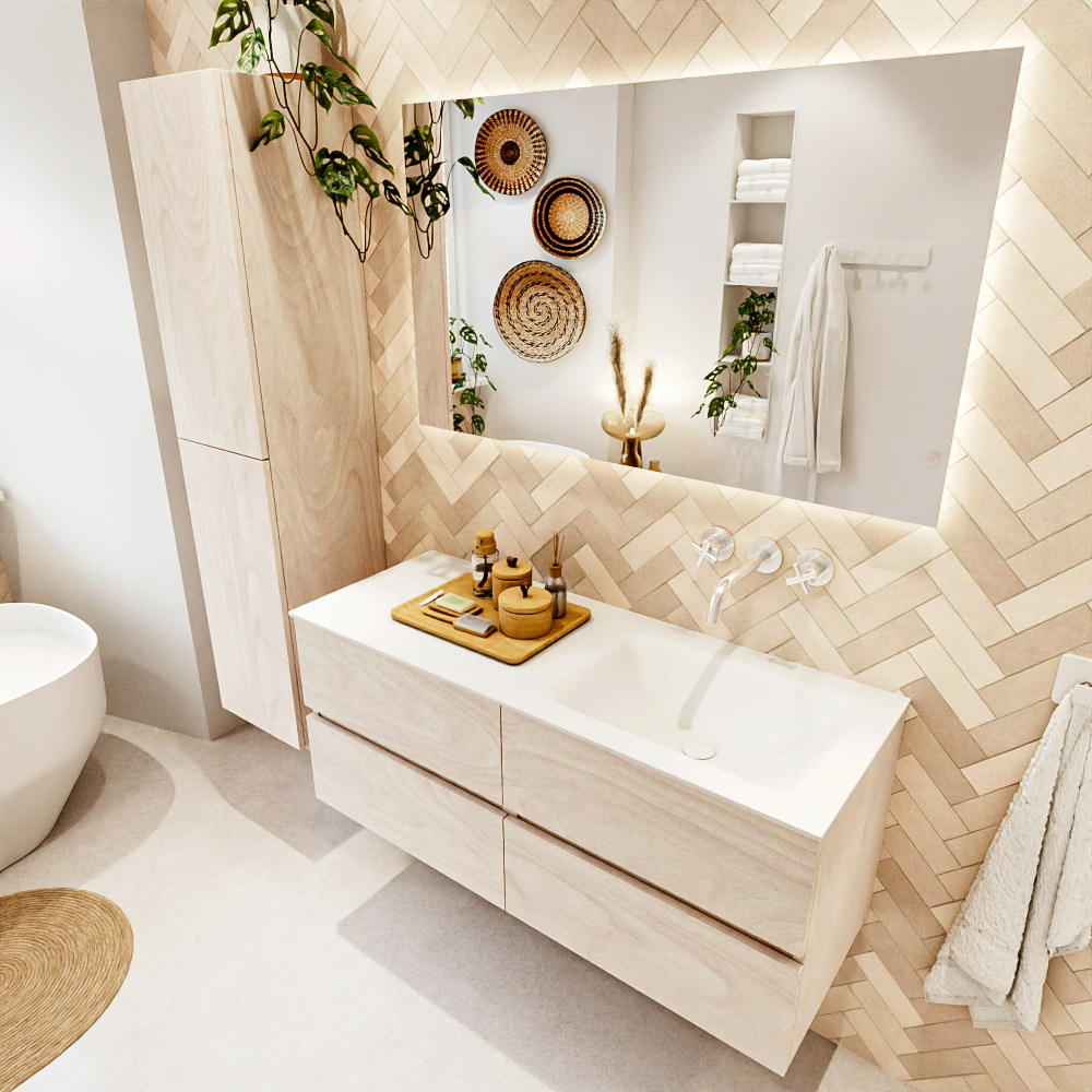 MONDIAZ VICA 120cm mueble de baño Underlayment 4 cajones. Lavabo CLOUD Derecho sin orificio, color Talc. 1 MONDIAZ VICA 120cm mueble de baño Underlayment 4 cajones. Lavabo CLOUD Derecho sin orificio