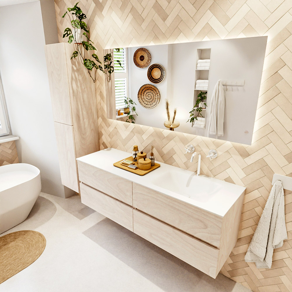 MONDIAZ VICA 150cm mueble de baño Underlayment 4 cajones. Lavabo CLOUD Derecho 1 orificio, color Talc. 1 MONDIAZ VICA 150cm mueble de baño Underlayment 4 cajones. Lavabo CLOUD Derecho 1 orificio