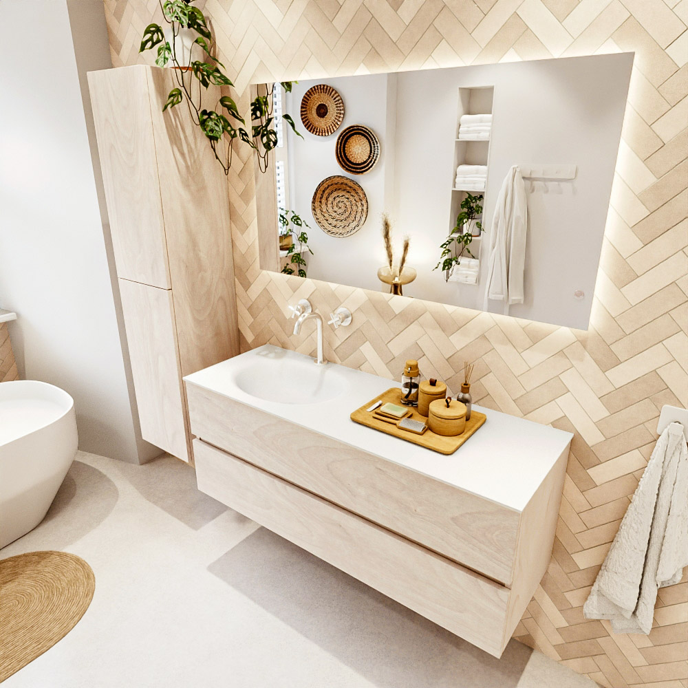 MONDIAZ VICA 130cm mueble de baño Underlayment 2 cajones. Lavabo MOON Izquierda 1 orificio, color Talc. 1 MONDIAZ VICA 130cm mueble de baño Underlayment 2 cajones. Lavabo MOON Izquierda 1 orificio