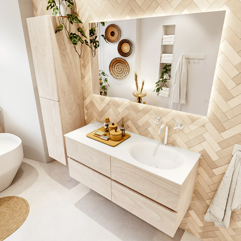 MONDIAZ VICA 120cm mueble de baño Underlayment 4 cajones. Lavabo MOON Derecho 1 orificio, color Talc. 1 MONDIAZ VICA 120cm mueble de baño Underlayment 4 cajones. Lavabo MOON Derecho 1 orificio
