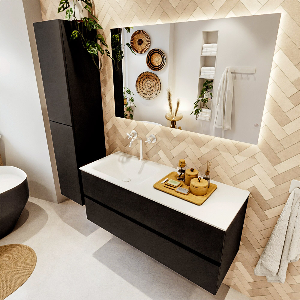 MONDIAZ VICA 120cm mueble de baño Urban 2 cajones. Lavabo CLOUD Izquierda 1 orificio, color Talc. 1 MONDIAZ VICA 120cm mueble de baño Urban 2 cajones. Lavabo CLOUD Izquierda 1 orificio