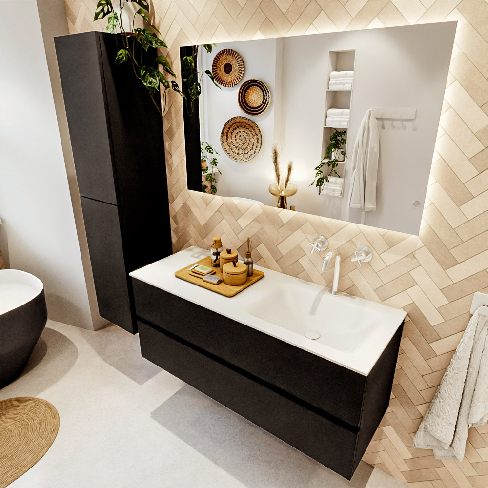 MONDIAZ VICA 120cm mueble de baño Urban 2 cajones. Lavabo CLOUD Derecho 1 orificio, color Talc. 1 MONDIAZ VICA 120cm mueble de baño Urban 2 cajones. Lavabo CLOUD Derecho 1 orificio