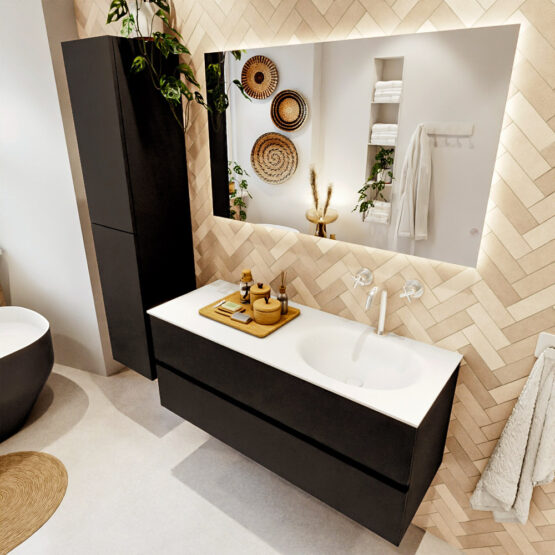 MONDIAZ VICA 120cm mueble de baño Urban 2 cajones. Lavabo MOON Derecho 1 orificio