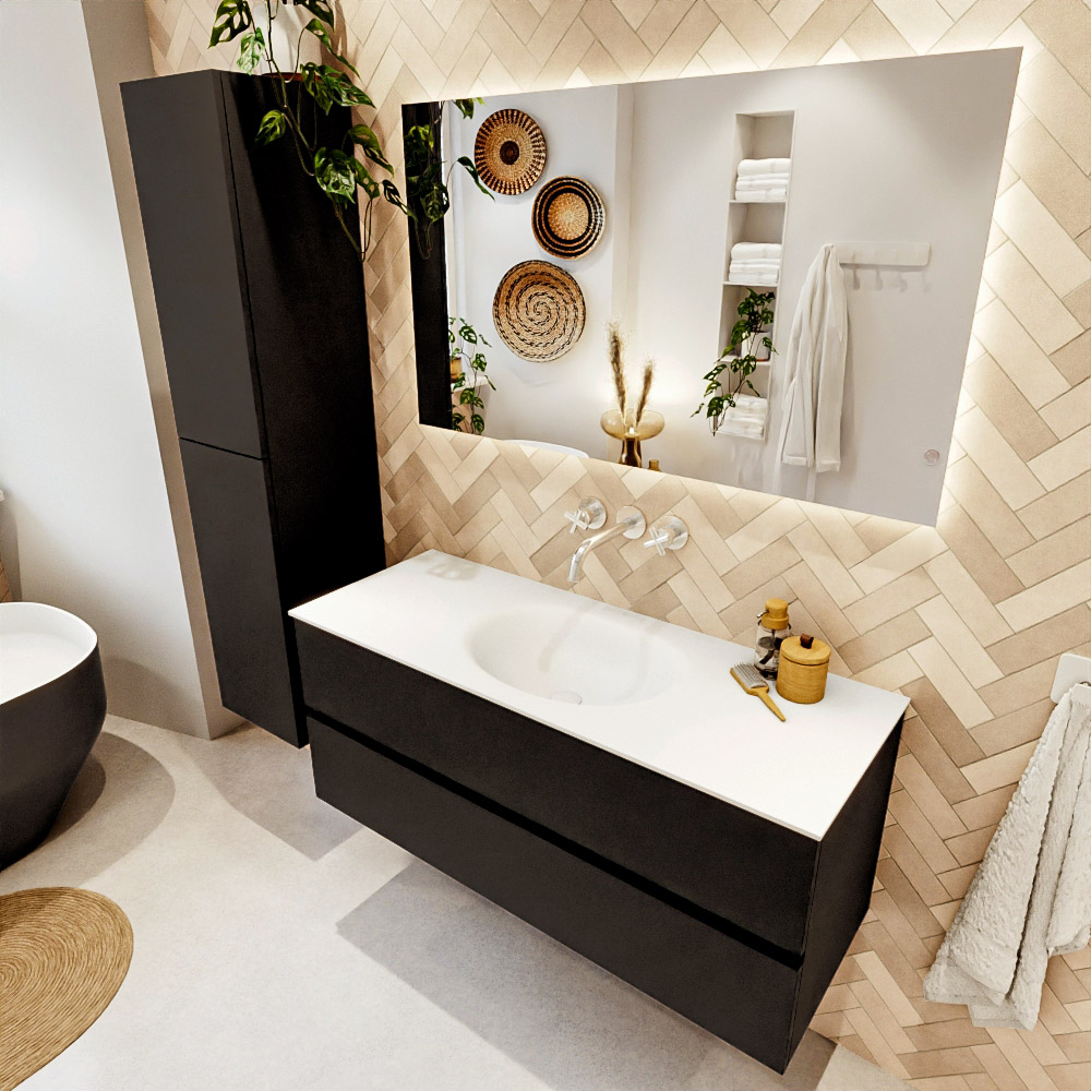 MONDIAZ VICA 120cm mueble de baño Urban 2 cajones. Lavabo MOON Centro sin orificio, color Talc. 1 MONDIAZ VICA 120cm mueble de baño Urban 2 cajones. Lavabo MOON Centro sin orificio