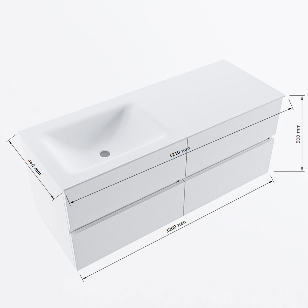 MONDIAZ VICA 120cm mueble de baño Urban 4 cajones. Lavabo CLOUD Izquierda 1 orificio, color Talc. 8 MONDIAZ VICA 120cm mueble de baño Urban 4 cajones. Lavabo CLOUD Izquierda 1 orificio, color Talc. - Imagen 8