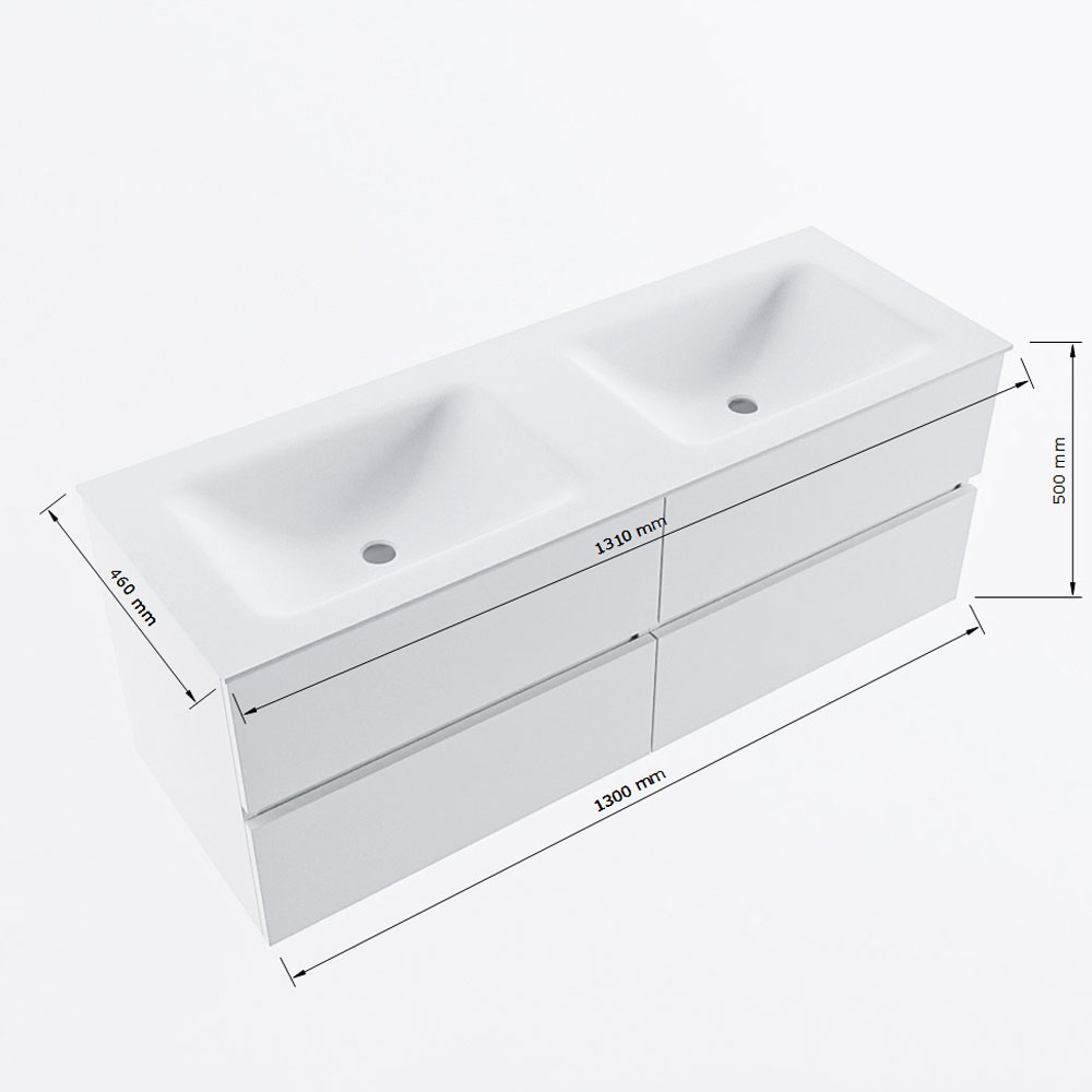 MONDIAZ VICA 130cm mueble de baño Plata 4 cajones. Lavabo CLOUD Doble sin orificio, color Talc. 8 MONDIAZ VICA 130cm mueble de baño Plata 4 cajones. Lavabo CLOUD Doble sin orificio, color Talc. - Imagen 8