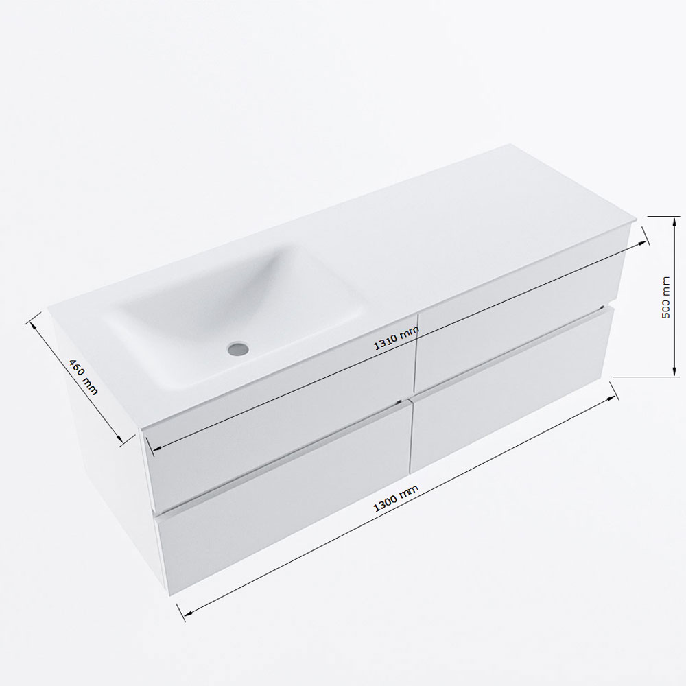 MONDIAZ VICA 130cm mueble de baño Smoke 4 cajones. Lavabo CLOUD Izquierda sin orificio, color Talc. 8 MONDIAZ VICA 130cm mueble de baño Smoke 4 cajones. Lavabo CLOUD Izquierda sin orificio, color Talc. - Imagen 8