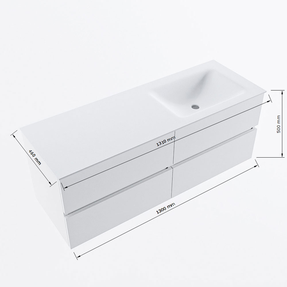 MONDIAZ VICA 130cm mueble de baño Underlayment 4 cajones. Lavabo CLOUD Derecho 1 orificio, color Talc. 8 MONDIAZ VICA 130cm mueble de baño Underlayment 4 cajones. Lavabo CLOUD Derecho 1 orificio, color Talc. - Imagen 8