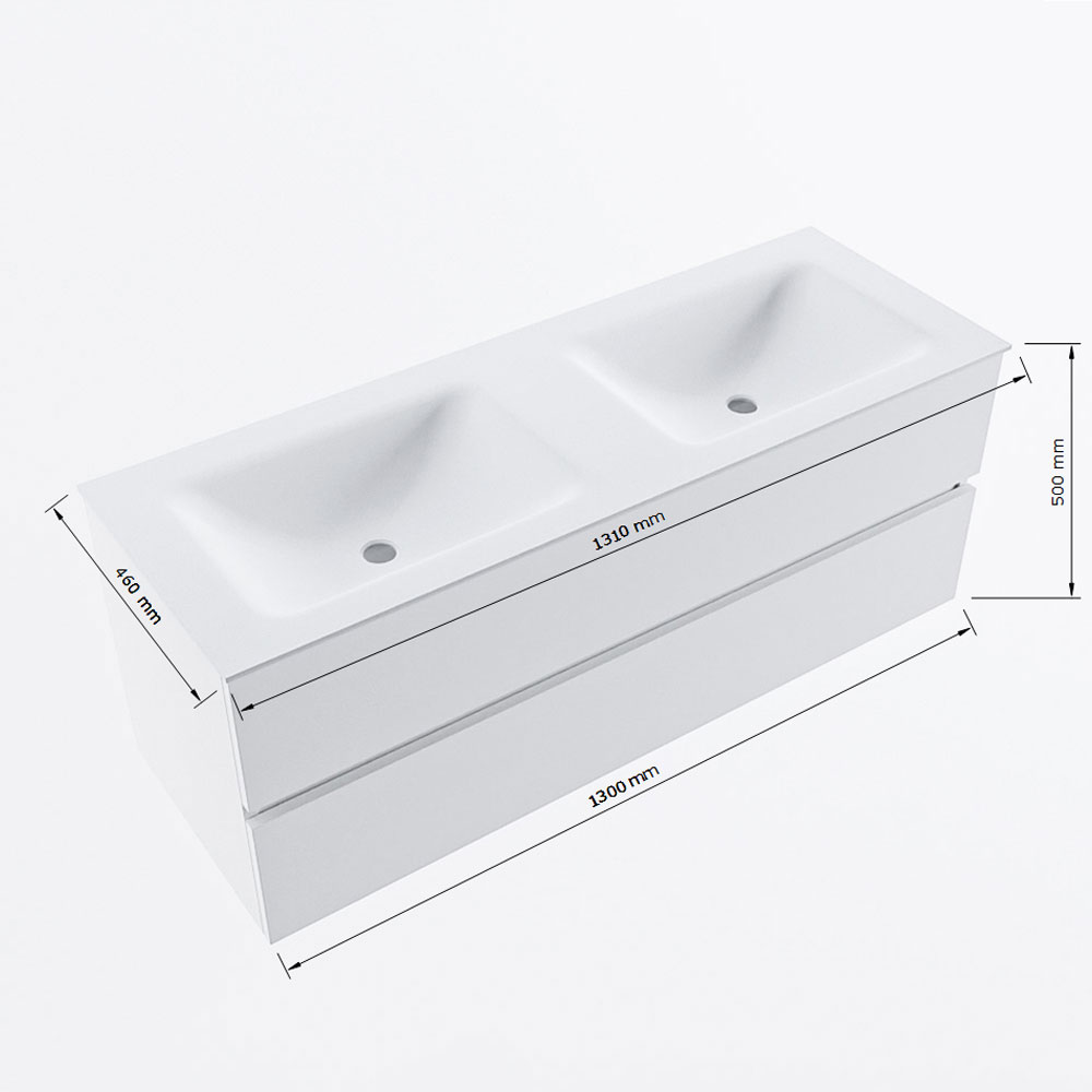 MONDIAZ VICA 130cm mueble de baño Antracite 2 cajones. Lavabo CLOUD Doble sin orificio, color Talc. 8 MONDIAZ VICA 130cm mueble de baño Antracite 2 cajones. Lavabo CLOUD Doble sin orificio, color Talc. - Imagen 8