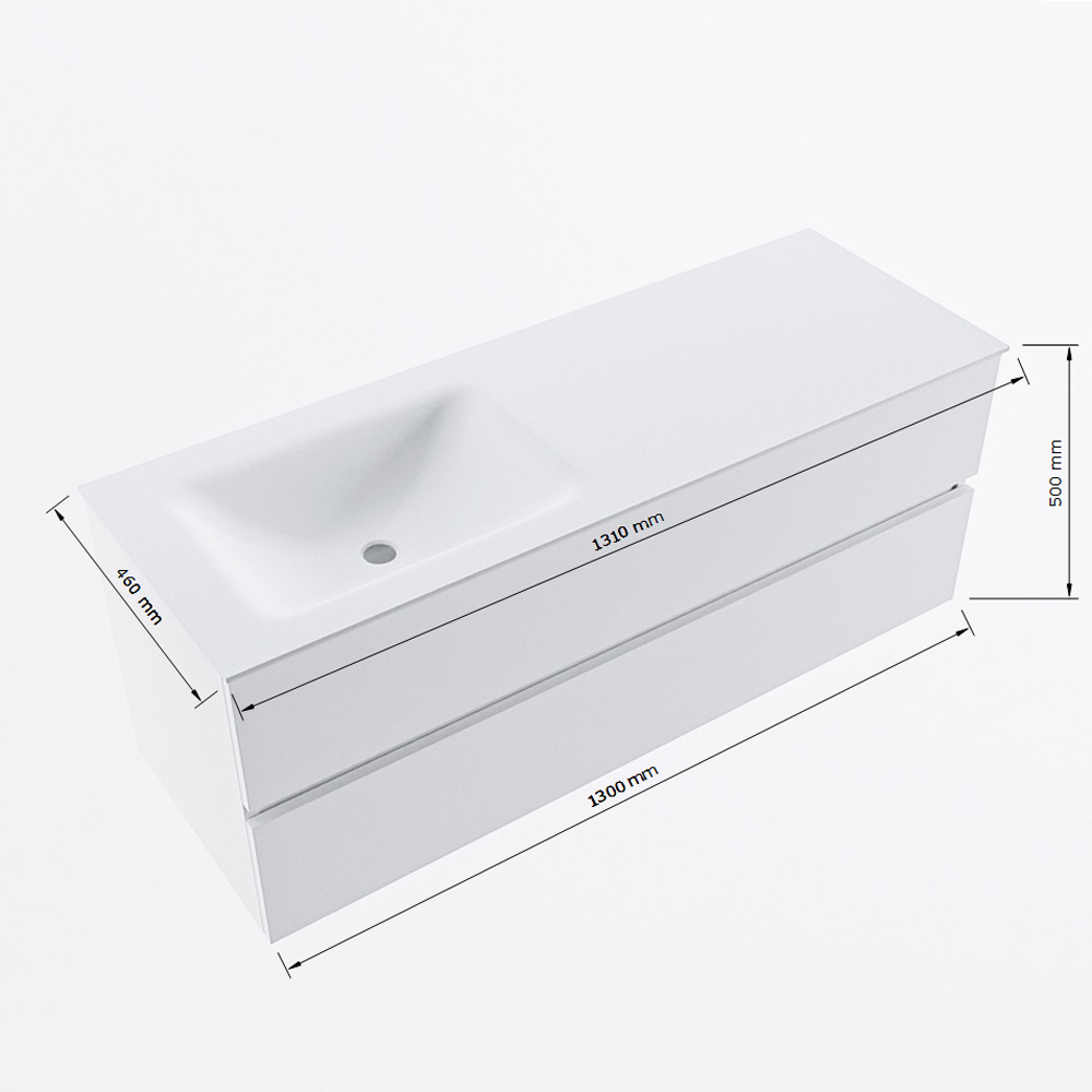 MONDIAZ VICA 130cm mueble de baño Marquina 2 cajones. Lavabo CLOUD Izquierda sin orificio, color Talc. 8 MONDIAZ VICA 130cm mueble de baño Marquina 2 cajones. Lavabo CLOUD Izquierda sin orificio, color Talc. - Imagen 8