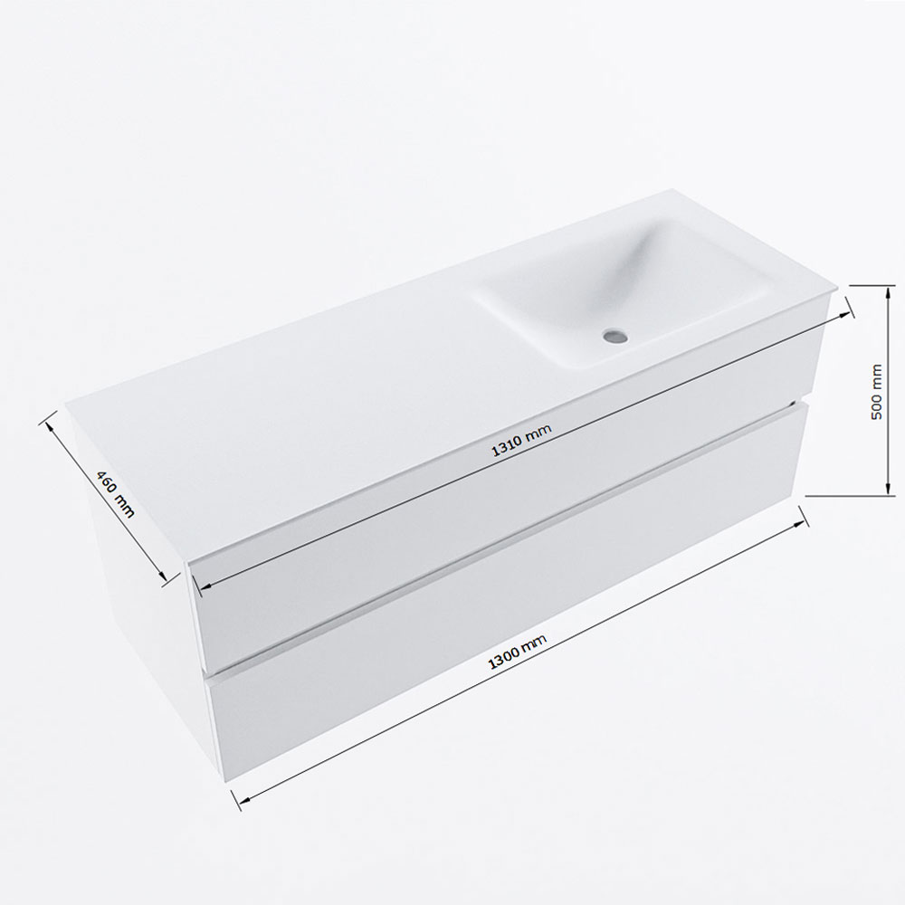 MONDIAZ VICA 130cm mueble de baño Underlayment 2 cajones. Lavabo CLOUD Derecho 1 orificio, color Talc. 8 MONDIAZ VICA 130cm mueble de baño Underlayment 2 cajones. Lavabo CLOUD Derecho 1 orificio, color Talc. - Imagen 8