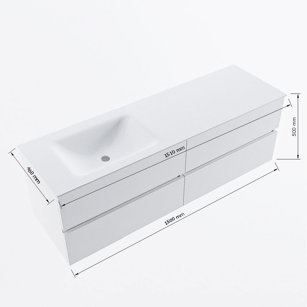 MONDIAZ VICA 150cm mueble de baño Underlayment 4 cajones. Lavabo CLOUD Izquierda 1 orificio, color Talc. 8 MONDIAZ VICA 150cm mueble de baño Underlayment 4 cajones. Lavabo CLOUD Izquierda 1 orificio, color Talc. - Imagen 8
