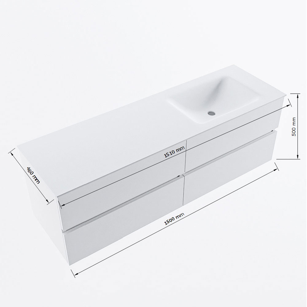 MONDIAZ VICA 150cm mueble de baño Underlayment 4 cajones. Lavabo CLOUD Derecho 1 orificio, color Talc. 8 MONDIAZ VICA 150cm mueble de baño Underlayment 4 cajones. Lavabo CLOUD Derecho 1 orificio, color Talc. - Imagen 8