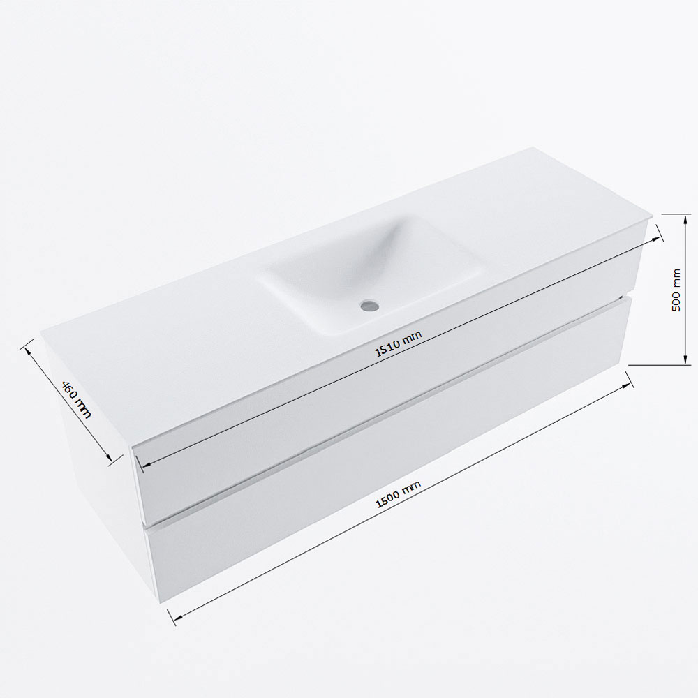 MONDIAZ VICA 150cm mueble de baño Jeans 2 cajones. Lavabo CLOUD Centro sin orificio, color Talc. 8 MONDIAZ VICA 150cm mueble de baño Jeans 2 cajones. Lavabo CLOUD Centro sin orificio, color Talc. - Imagen 8