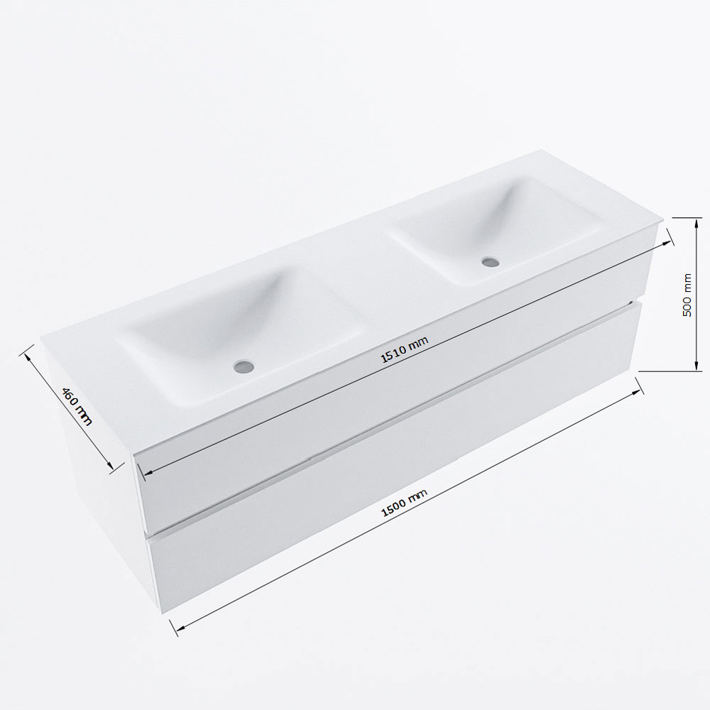 MONDIAZ VICA 150cm mueble de baño Antracite 2 cajones. Lavabo CLOUD Doble 2 orificios, color Talc. 8 MONDIAZ VICA 150cm mueble de baño Antracite 2 cajones. Lavabo CLOUD Doble 2 orificios, color Talc. - Imagen 8