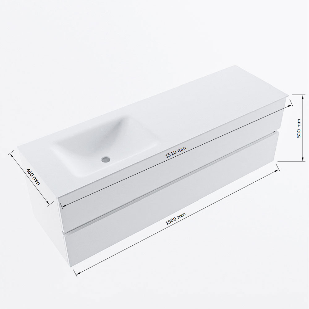 MONDIAZ VICA 150cm mueble de baño Smoke 2 cajones. Lavabo CLOUD Izquierda sin orificio, color Talc. 8 MONDIAZ VICA 150cm mueble de baño Smoke 2 cajones. Lavabo CLOUD Izquierda sin orificio, color Talc. - Imagen 8
