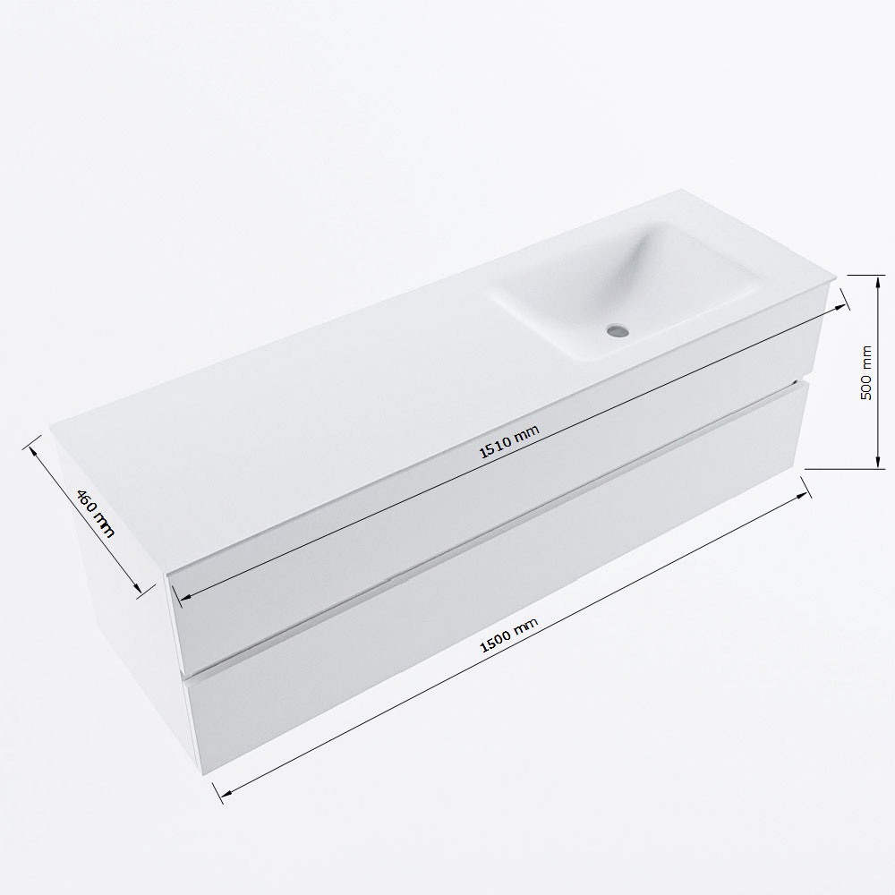 MONDIAZ VICA 150cm mueble de baño Urban 2 cajones. Lavabo CLOUD Derecho sin orificio, color Talc. 8 MONDIAZ VICA 150cm mueble de baño Urban 2 cajones. Lavabo CLOUD Derecho sin orificio, color Talc. - Imagen 8