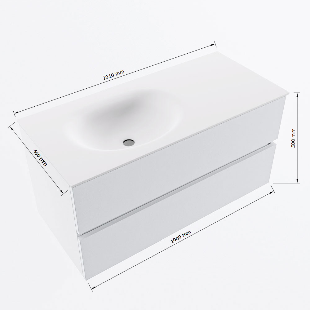 MONDIAZ VICA 100cm mueble de baño Greey 2 cajones. Lavabo MOON Izquierda sin orificio, color Talc. 8 MONDIAZ VICA 100cm mueble de baño Greey 2 cajones. Lavabo MOON Izquierda sin orificio, color Talc. - Imagen 8
