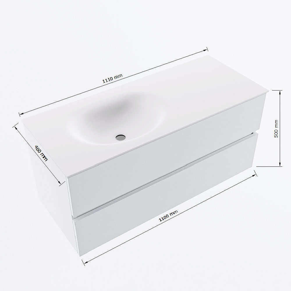 MONDIAZ VICA 110cm mueble de baño Greey 2 cajones. Lavabo MOON Izquierda 1 orificio, color Talc. 8 MONDIAZ VICA 110cm mueble de baño Greey 2 cajones. Lavabo MOON Izquierda 1 orificio, color Talc. - Imagen 8