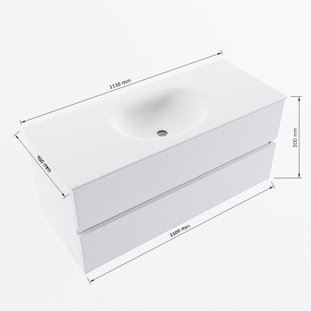 MONDIAZ VICA 110cm mueble de baño Urban 2 cajones. Lavabo MOON Centro sin orificio, color Talc. 8 MONDIAZ VICA 110cm mueble de baño Urban 2 cajones. Lavabo MOON Centro sin orificio, color Talc. - Imagen 8