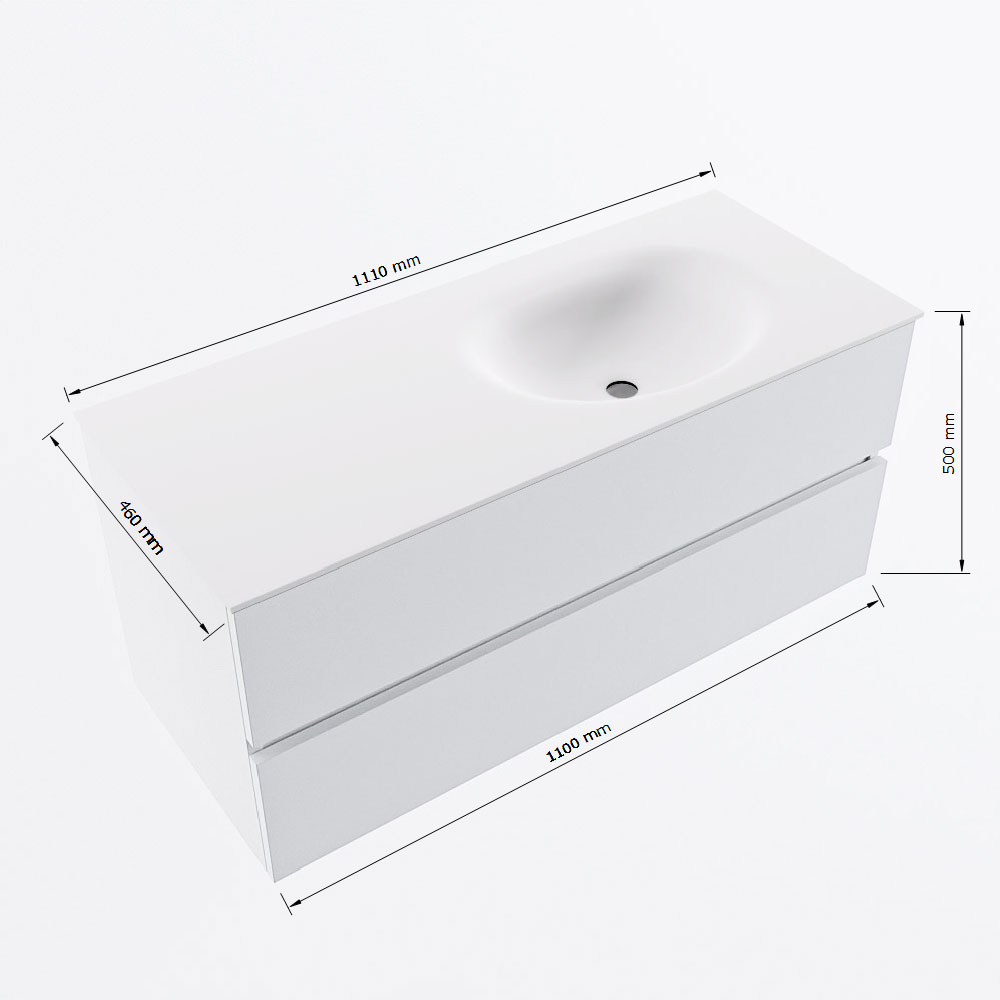 MONDIAZ VICA 110cm mueble de baño Cale 2 cajones. Lavabo MOON Derecho sin orificio, color Talc. 8 MONDIAZ VICA 110cm mueble de baño Cale 2 cajones. Lavabo MOON Derecho sin orificio, color Talc. - Imagen 8
