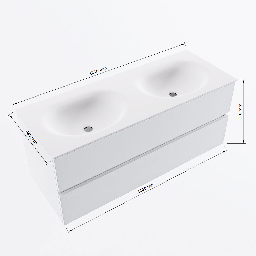 MONDIAZ VICA 120cm mueble de baño Talc 2 cajones. Lavabo MOON Doble 2 orificios, color Talc. 8 MONDIAZ VICA 120cm mueble de baño Talc 2 cajones. Lavabo MOON Doble 2 orificios, color Talc. - Imagen 8