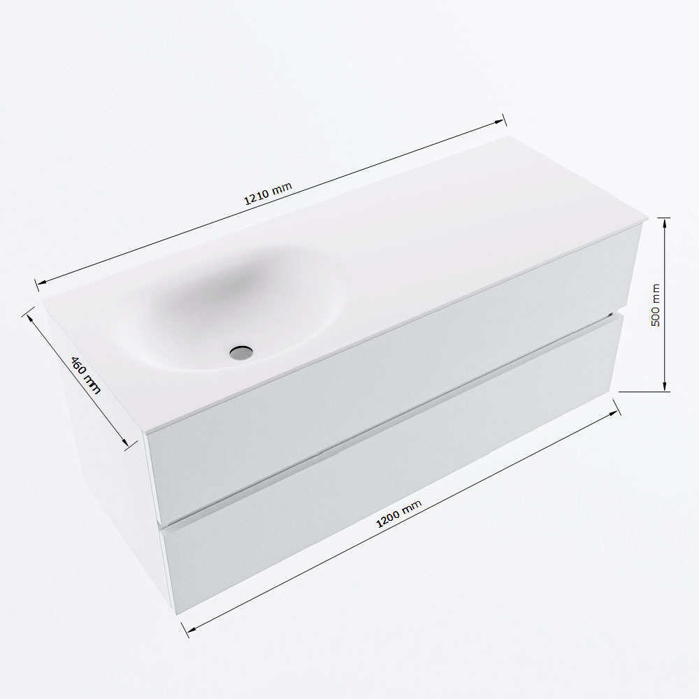 MONDIAZ VICA 120cm mueble de baño Carrara 2 cajones. Lavabo MOON Izquierda 1 orificio, color Talc. 8 MONDIAZ VICA 120cm mueble de baño Carrara 2 cajones. Lavabo MOON Izquierda 1 orificio, color Talc. - Imagen 8
