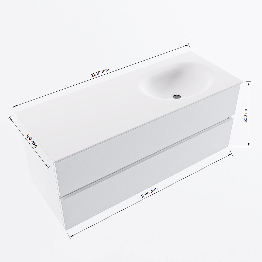 MONDIAZ VICA 120cm mueble de baño Fire 2 cajones. Lavabo MOON Derecho sin orificio, color Talc. 8 MONDIAZ VICA 120cm mueble de baño Fire 2 cajones. Lavabo MOON Derecho sin orificio, color Talc. - Imagen 8