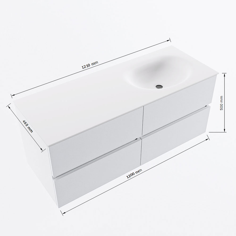 MONDIAZ VICA 120cm mueble de baño Army 4 cajones. Lavabo MOON Derecho 1 orificio, color Talc. 8 MONDIAZ VICA 120cm mueble de baño Army 4 cajones. Lavabo MOON Derecho 1 orificio, color Talc. - Imagen 8
