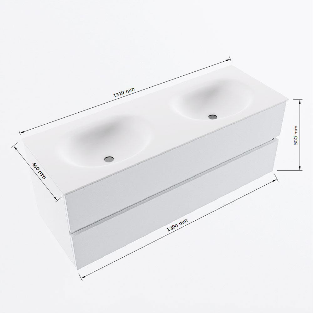 MONDIAZ VICA 130cm mueble de baño Oro 2 cajones. Lavabo MOON Doble sin orificio, color Talc. 8 MONDIAZ VICA 130cm mueble de baño Oro 2 cajones. Lavabo MOON Doble sin orificio, color Talc. - Imagen 8