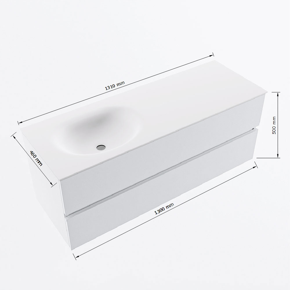 MONDIAZ VICA 130cm mueble de baño Smag 2 cajones. Lavabo MOON Izquierda 1 orificio, color Talc. 8 MONDIAZ VICA 130cm mueble de baño Smag 2 cajones. Lavabo MOON Izquierda 1 orificio, color Talc. - Imagen 8