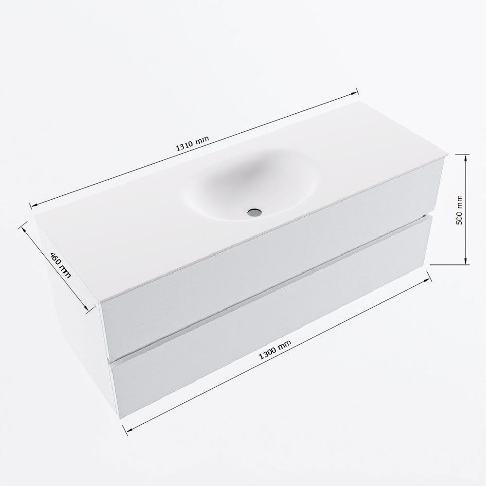 MONDIAZ VICA 130cm mueble de baño Smag 2 cajones. Lavabo MOON Centro sin orificio, color Talc. 8 MONDIAZ VICA 130cm mueble de baño Smag 2 cajones. Lavabo MOON Centro sin orificio, color Talc. - Imagen 8