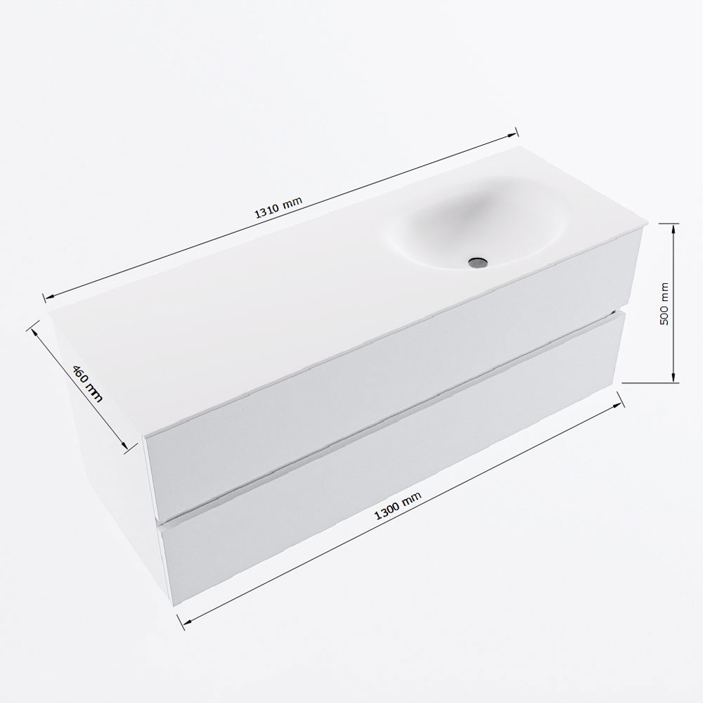 MONDIAZ VICA 130cm mueble de baño Fire 2 cajones. Lavabo MOON Derecho sin orificio, color Talc. 8 MONDIAZ VICA 130cm mueble de baño Fire 2 cajones. Lavabo MOON Derecho sin orificio, color Talc. - Imagen 8