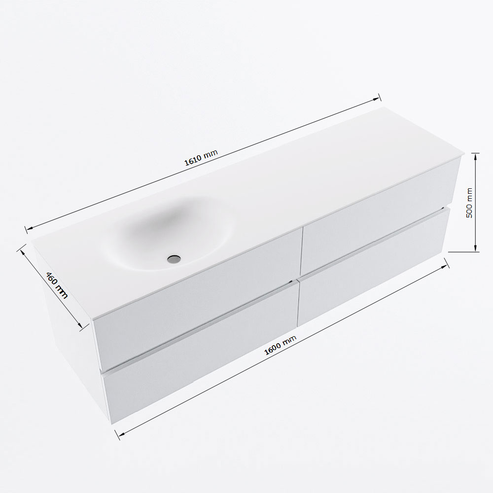 MONDIAZ VICA 160cm mueble de baño Underlayment 4 cajones. Lavabo MOON Izquierda 1 orificio, color Talc. 8 MONDIAZ VICA 160cm mueble de baño Underlayment 4 cajones. Lavabo MOON Izquierda 1 orificio, color Talc. - Imagen 8