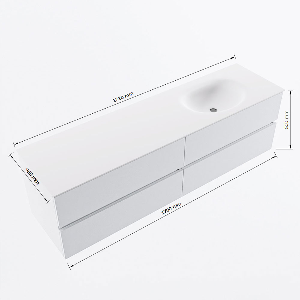 MONDIAZ VICA 170cm mueble de baño Dark Brown Grey 4 cajones. Lavabo MOON Derecho sin orificio, color Talc. 8 MONDIAZ VICA 170cm mueble de baño Dark Brown Grey 4 cajones. Lavabo MOON Derecho sin orificio, color Talc. - Imagen 8