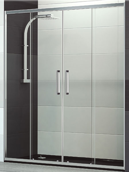 Mampara de ducha Capri 4P puertas/fijos cromo 160 - 164 x 199 cms cristal transparente