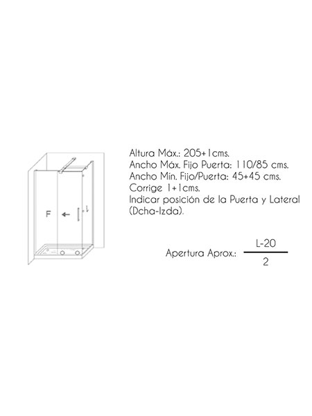 Mampara de ducha Liverpool 2P + L puerta/fijo/lateral cromo 120x80 x 195 cms cristal transparente 8 Mampara de ducha Liverpool 2P + L puerta/fijo/lateral cromo 120x80 x 195 cms cristal transparente - Imagen 8